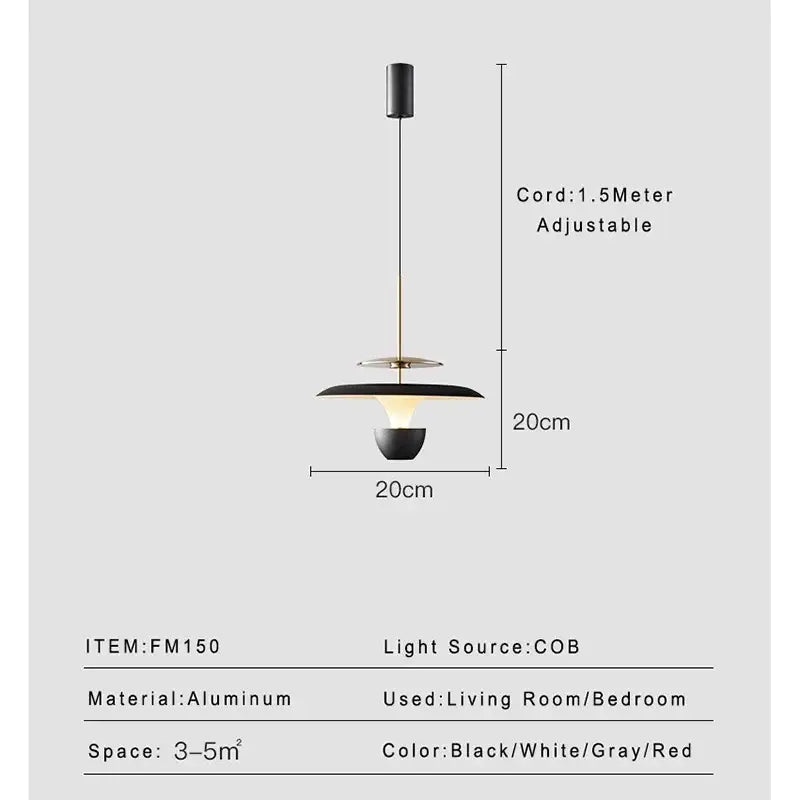 Modern black and white DecorBites™ LED pendant light with tiered aluminum design for kitchen and dining room decor
