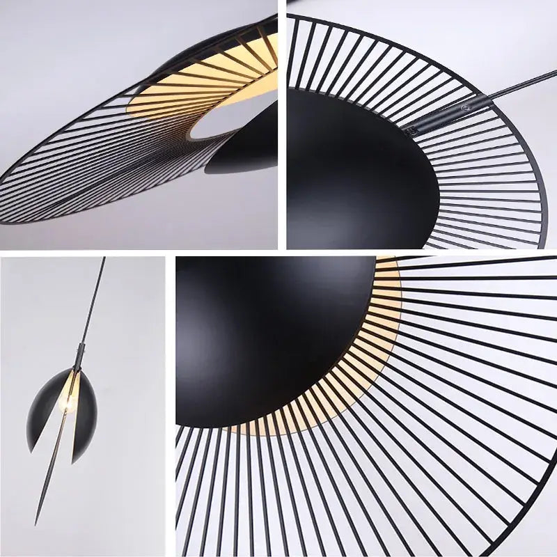Black and gold DecorBites™ led pendant light with sleek fan-like metal design for loft bedroom decor