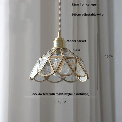 Vintage-style decorbites led pendant light with brass metal frame and textured glass panels for modern living room decor