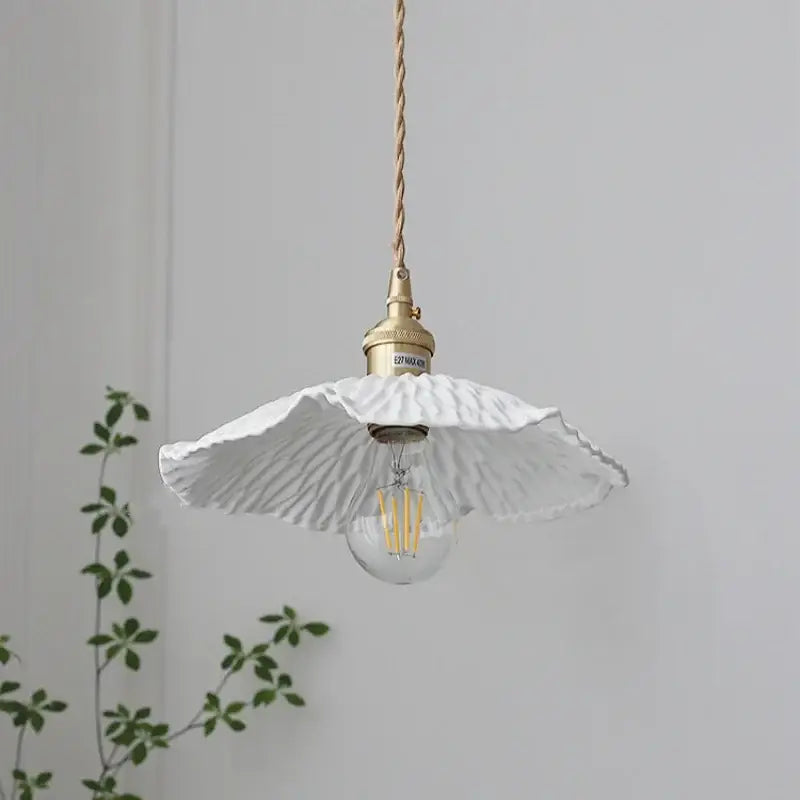 Decorbites led pendant white ceramic pendant light with fluted shade brass hardware and walnut wood ceramic knob switch