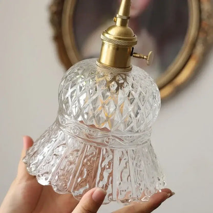 Clear cut glass pendant light with brass-finished socket and diamond-cut patterns in decorbites led pendant light