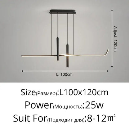 Modern black and gold minimalist decorbites led pendant light with sleek angular design for dining and living rooms