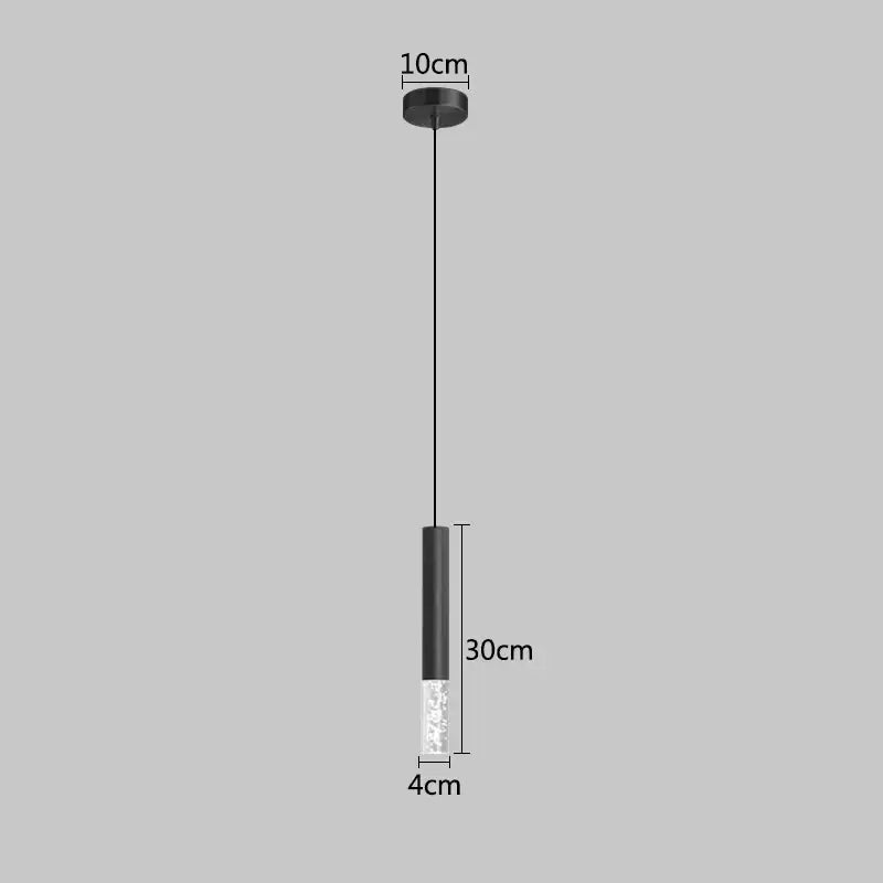 Black cylindrical decorbites led pendant light with opaque and crystal clear sections for restaurant and living room use