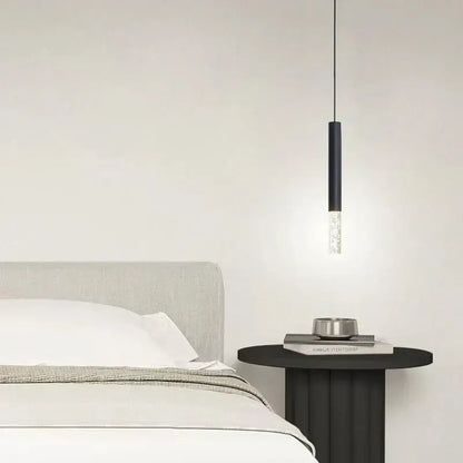 Black cylindrical decorbites led pendant light with clear textured glass bulb for restaurant and living room use