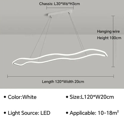 White led pendant light with sleek modern wave-shaped aluminum design by decorbites led pendant light chandelier