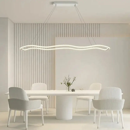 Modern white aluminum DecorBites led pendant light featuring a sleek wavy design and minimalist finish chandelier