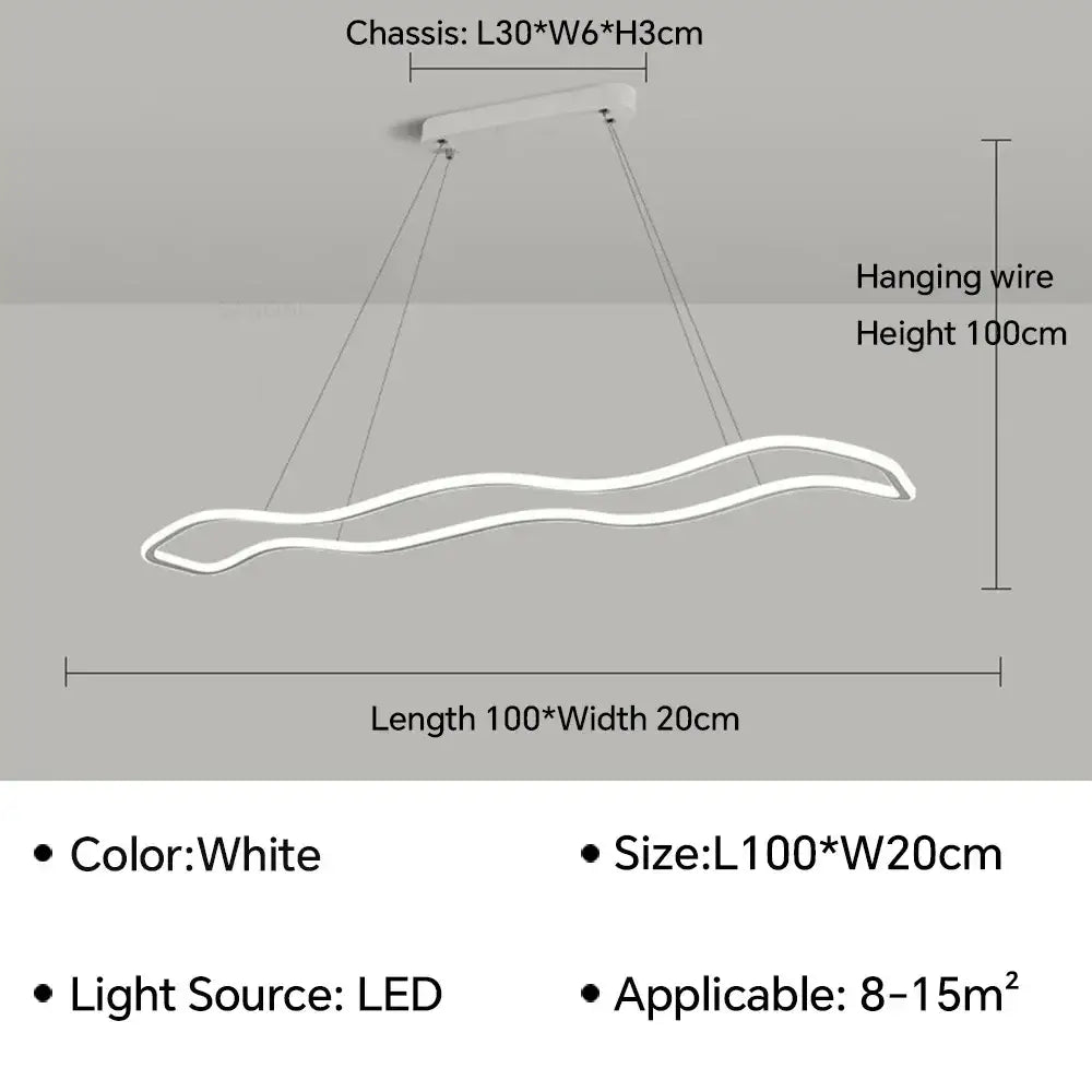 White modern aluminum pendant light with sleek wavy design by DecorBites led pendant light chandelier