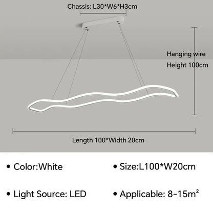 White modern aluminum pendant light with sleek wavy design by DecorBites led pendant light chandelier