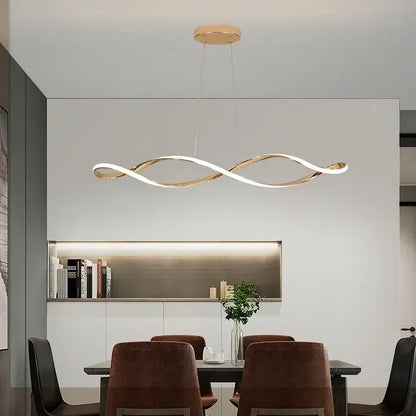 Decorbites led pendant light gold and white infinity-shaped modern pendant light for living dining kitchen bar loft