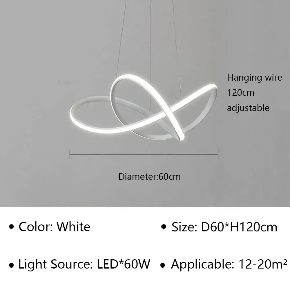 White DecorBites LED pendant light with a sleek modern infinity-loop design for living dining bedroom decor