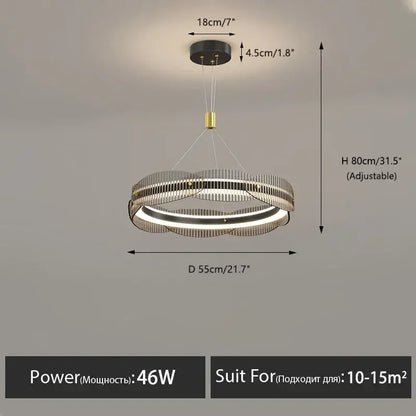 Modern minimalist decorbites led pendant light with two metallic concentric rings and gold accents for living spaces