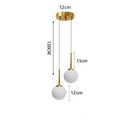 Gold-finished decorbites led pendant light with frosted white glass shades and slender rods for modern home decor lighting