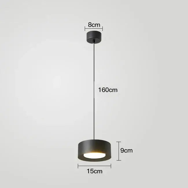 Black cylindrical decorbites led pendant light with sleek modern design 160cm hanging length for living room bar