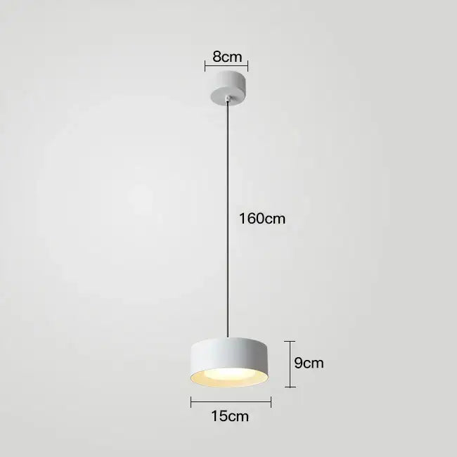 Minimalist white cylindrical decorbites led pendant light with warm glow 8cm ceiling mount 15cm base for living room