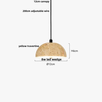 DecorBites led pendant yellow travertine stone lamp with warm texture 12cm canopy adjustable wire pendant lights bar