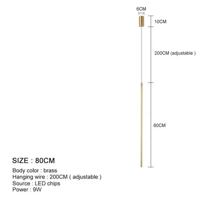 Brass minimalist decorbites led pendant lights with adjustable wire and led chips for dining room and bedroom decor