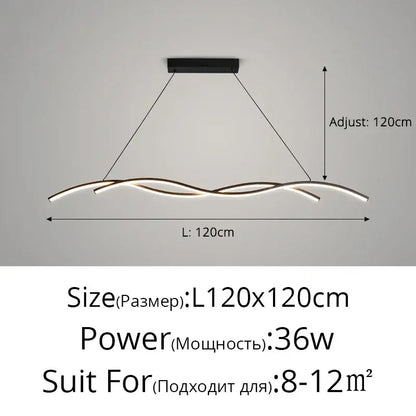 Modern black and white DecorBites LED pendant lights with sleek wave-like design for living and dining room decor