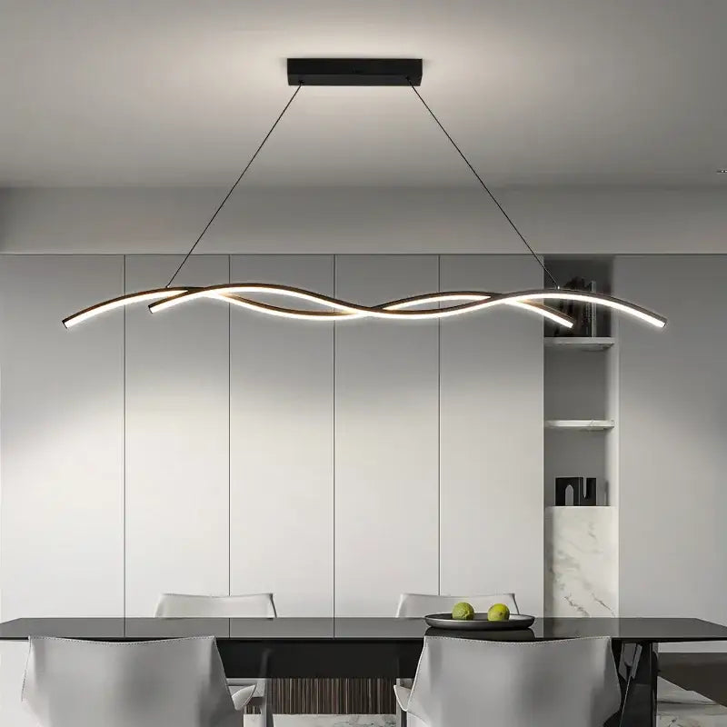 Modern black and gold decorbites led pendant lights with sleek wave design for minimalist indoor lighting use