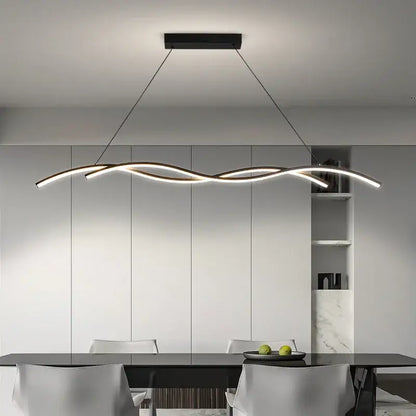 Modern black and gold decorbites led pendant lights with sleek wave design for minimalist indoor lighting use