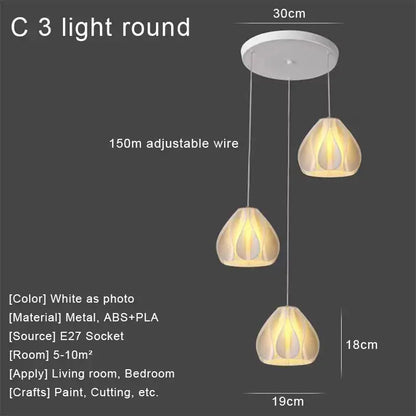 White c3 round decorative led pendant light with three frosted glass shades and metal fixtures for kitchen and dining room