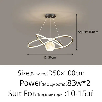 Modern minimalist decorbites led pendant lights with two white led rings and central globe adjustable to 100cm height
