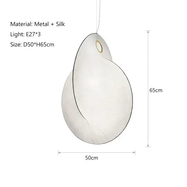 Elegant white silk pendant lights with sleek metal frame and gold-toned hardware by DecorBites led pendant lights
