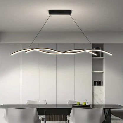 Modern black decorbites led pendant lights with sleek wave-like design and integrated led lighting for indoor decor