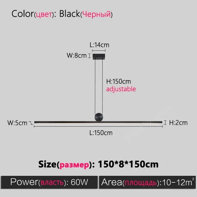 Black modern chandelier decorbites led pendant lights with aluminum acrylic rectangular lampshade for office use