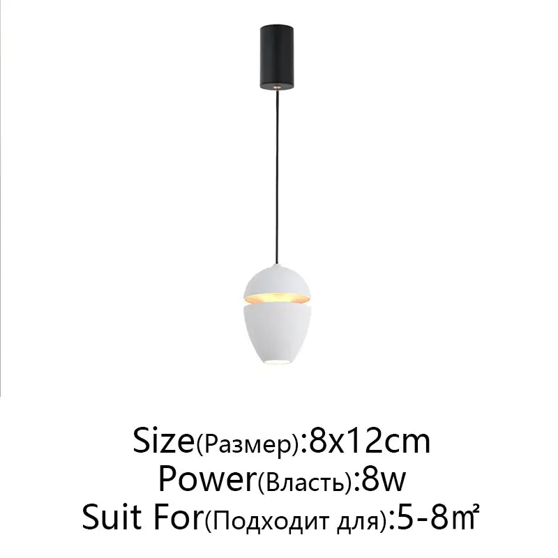 Minimalist white decorbites led pendant lights with sleek black cylindrical mount and warm glowing interior for modern spaces