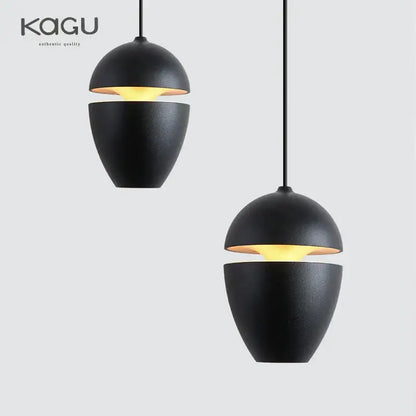 Black matte decorbites led pendant lights with split-sphere design and warm glow for bedside and bar counters