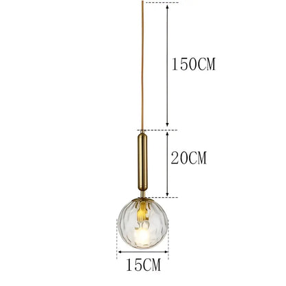 Modern pendant lights featuring a clear faceted glass globe and brass rod from DecorBites led pendant for dining and bar