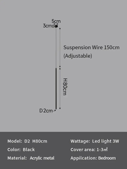 Black acrylic metal suspension wire with 150cm adjustable length for decorbites led pendant lights chandelier lamps