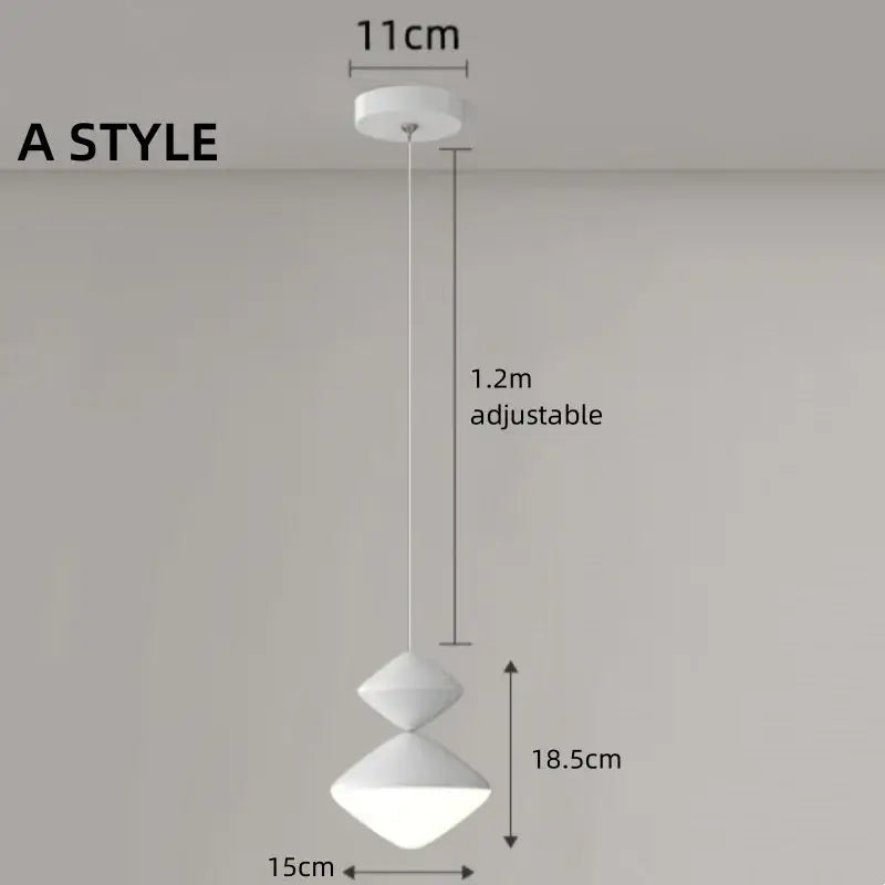White geometric pendant lights with two stacked diamond shades for modern minimalist indoor decorbites led pendant lighting