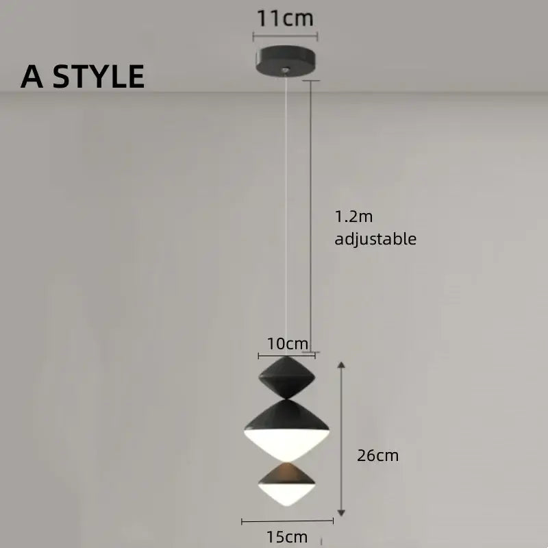 Black and white geometric tiered decorbites led pendant light ideal for modern minimalist bedroom and living room lighting