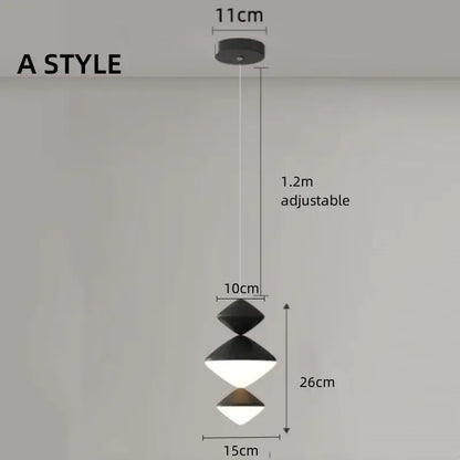 Black and white geometric tiered decorbites led pendant light ideal for modern minimalist bedroom and living room lighting