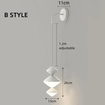 White b style adjustable wall-mounted pendant lights with three stacked diamond shades for modern indoor lighting decorbites led pendant