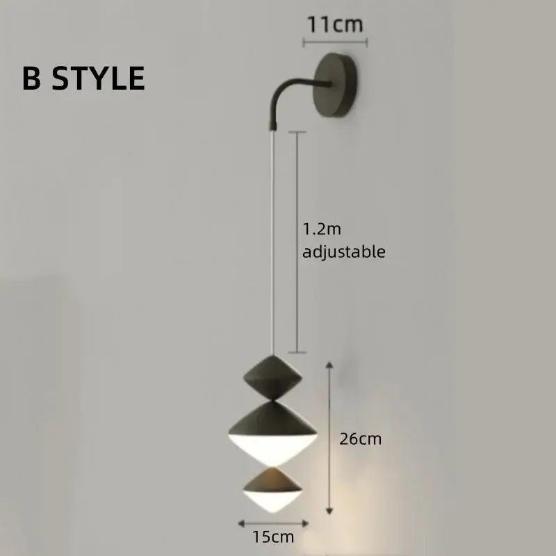 Modern black and white geometric DecorBites LED pendant lights with adjustable height for bedroom and living room lighting