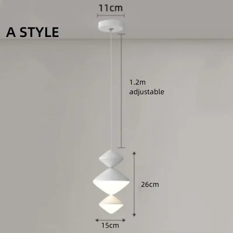 Modern white pendant lights with geometric three stacked diamond shades decorbites led pendant for indoor use