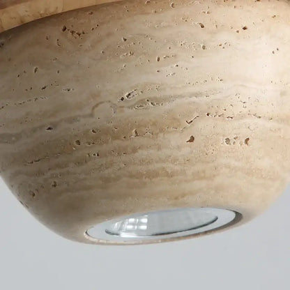 Beige stone decorbites led pendant light with smooth natural texture and embedded led bulb for wood home decor