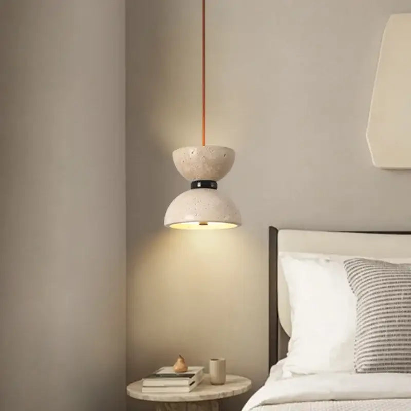 Cream-colored terrazzo decorbites led pendant lights with two stacked dome shades for living room and kitchen use