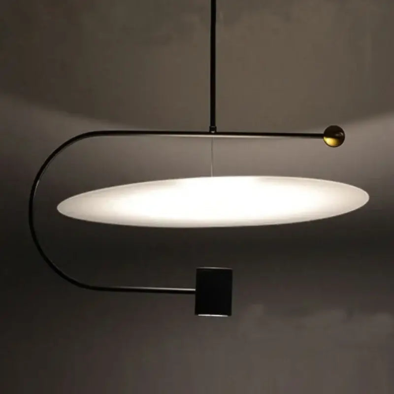 Modern minimalist decorbites led pendent fixture pendant light with black metal frame and frosted glass diffuser for dining room