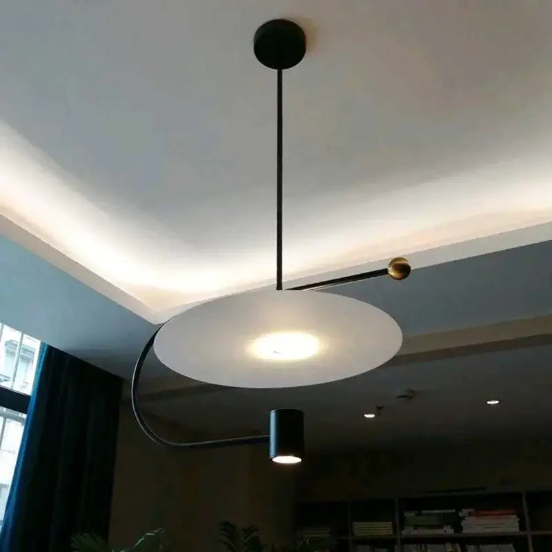 DecorBites led pendent fixture pendant light with matte black mount and white disc shade for dining room and kitchen island