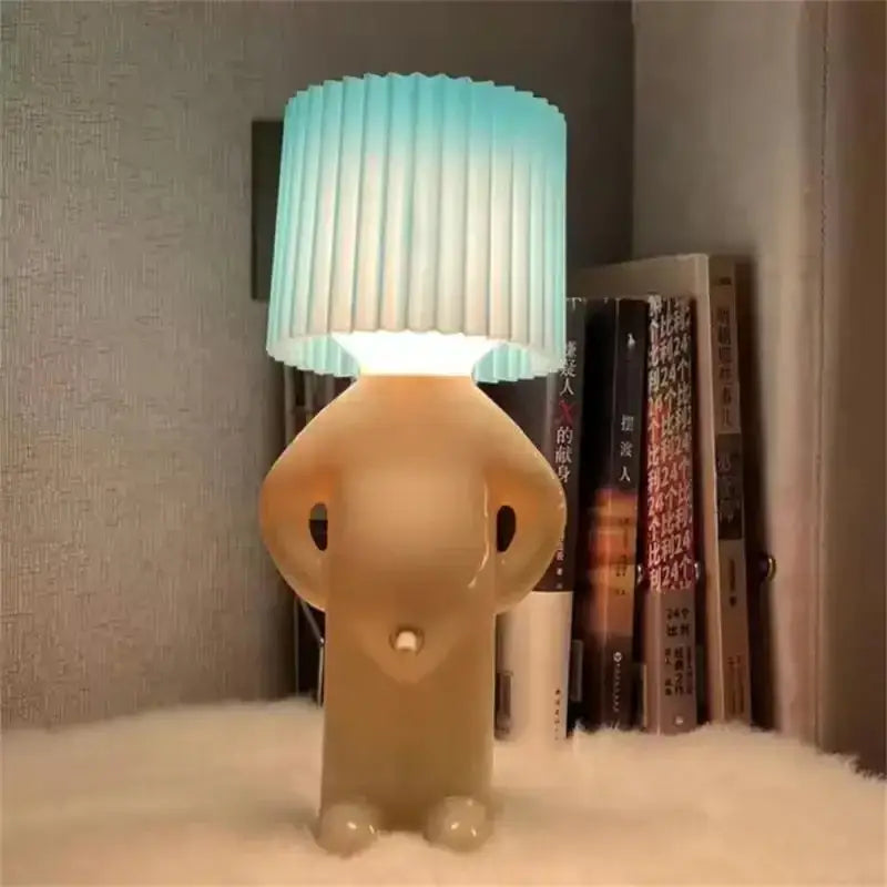 Whimsical beige ceramic elephant table lamp with blue green pleated shade decorbites led pleats for bedroom reading