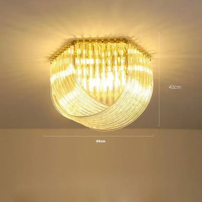 Decorbites led postmodern square ceiling light with gold frame and cascading clear glass rods for foyer lighting