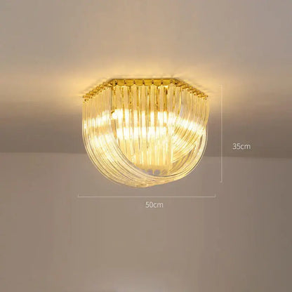 Golden-framed decorbites led postmodern chandelier with cascading clear glass rods for foyer lighting