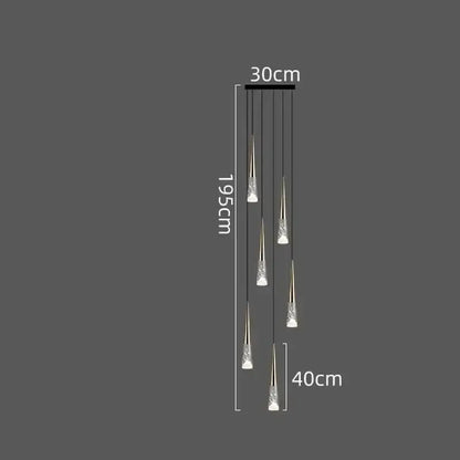 Modern minimalist decorbites led rain drop chandelier with five crystal glass droplets on black ceiling mount