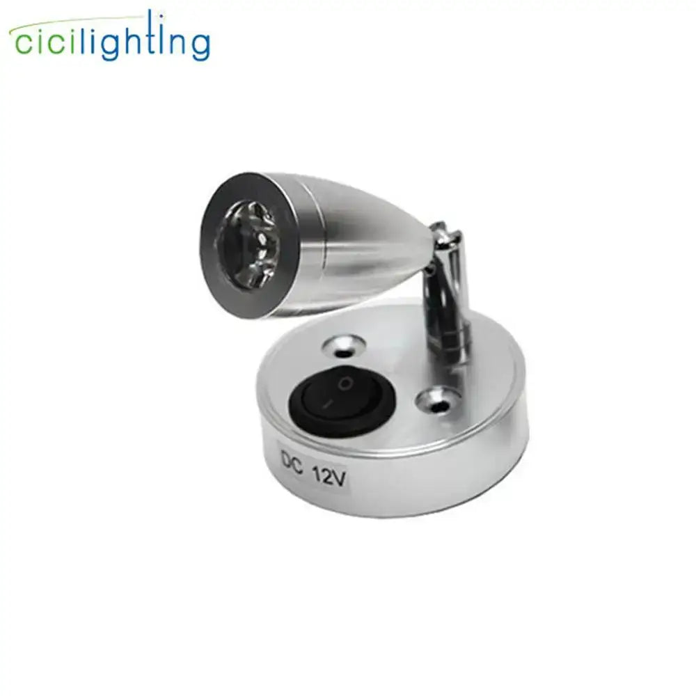 Silver metallic decorbites led reading light with adjustable spotlight and black switch for rv boat and motorhome use