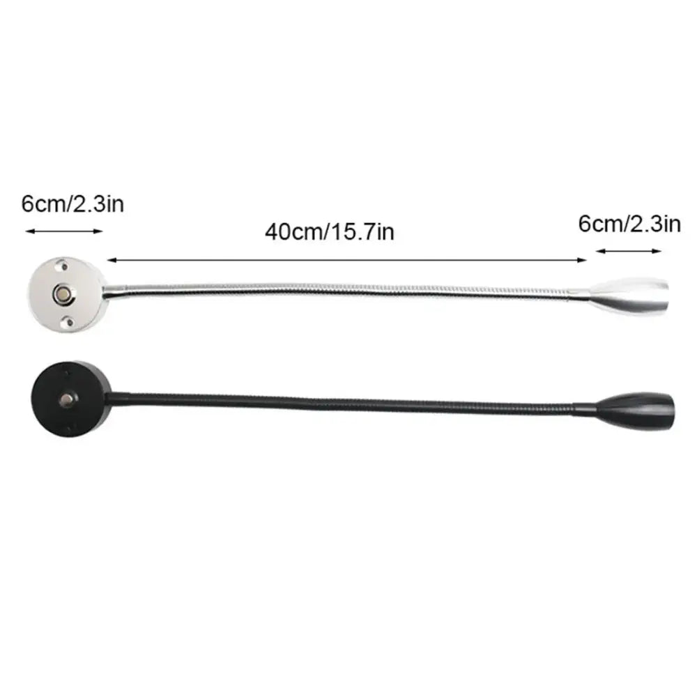 Silver and black decorbites led reading wall lamp with flexible gooseneck and touch dimmable led reading light head