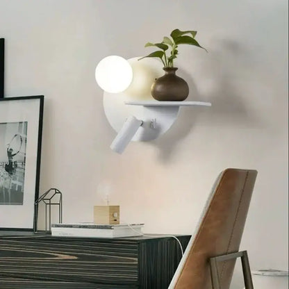 White wall lamp decorbites led reading sconce with spherical bulb adjustable spotlight usb charging nordic design