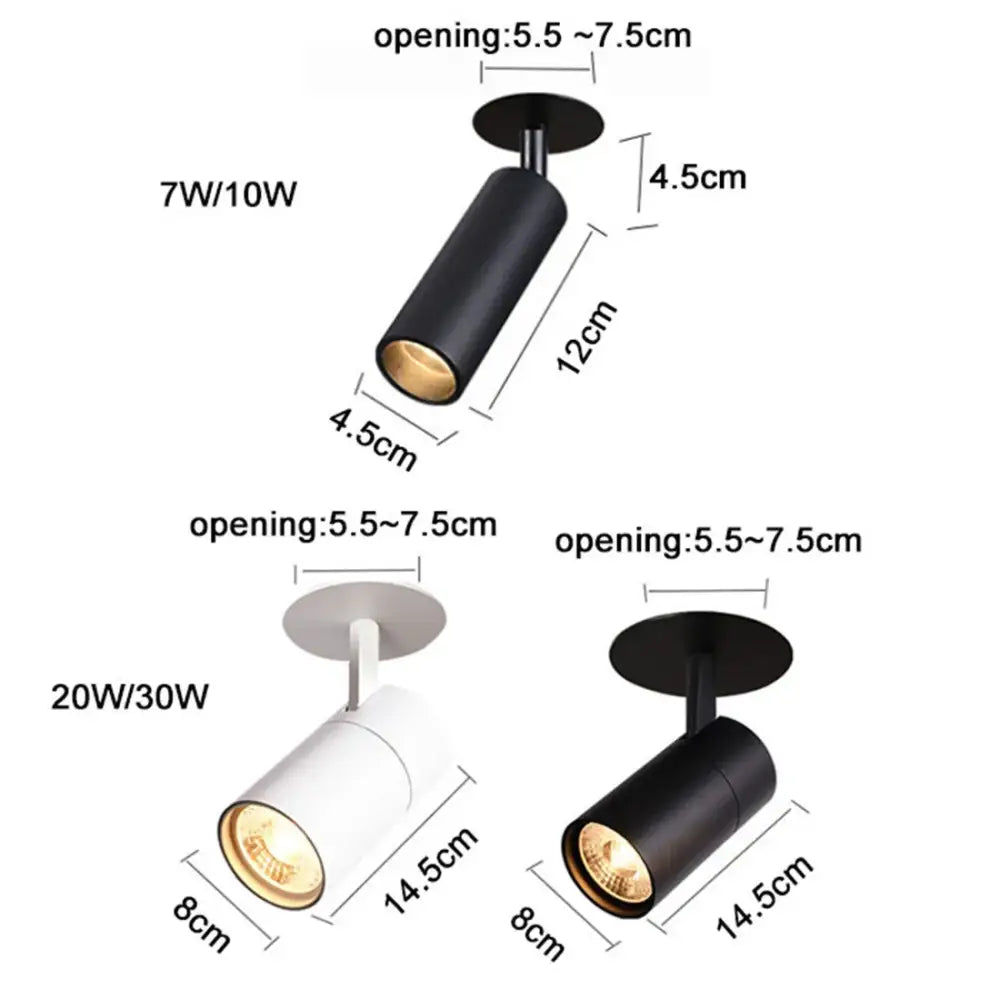 Black and white matte finish decorbites led recessed cylindrical ceiling lights with adjustable heads for kitchen shop use